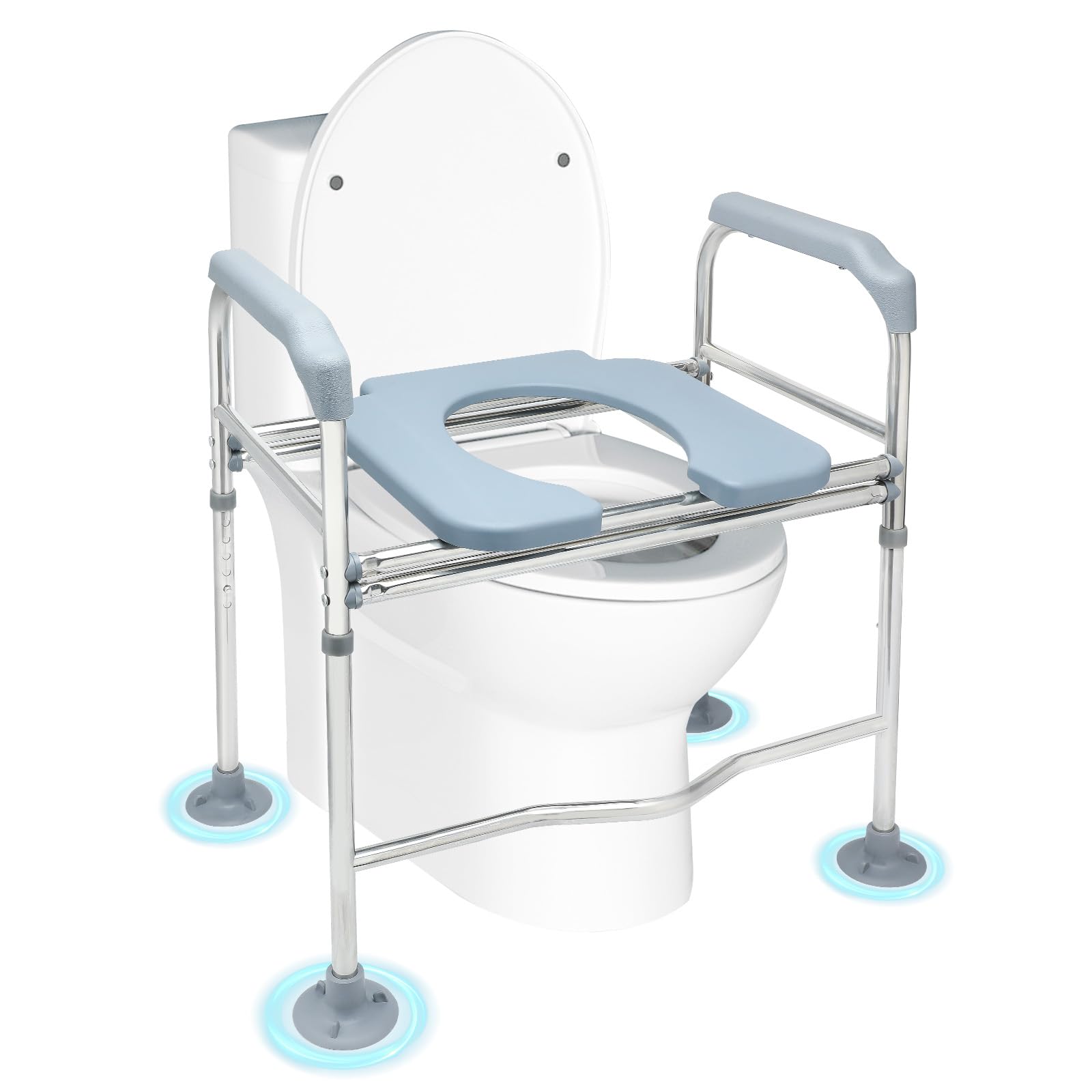 Toilet Seat Riser for Seniors,Raised Toilet Seat with Handles,Height Adjustable Elongated Toilet Seat Risers for Seniors,Commode Chair for Toilet with Arms,Heavy Duty500,Fit Any Toilet