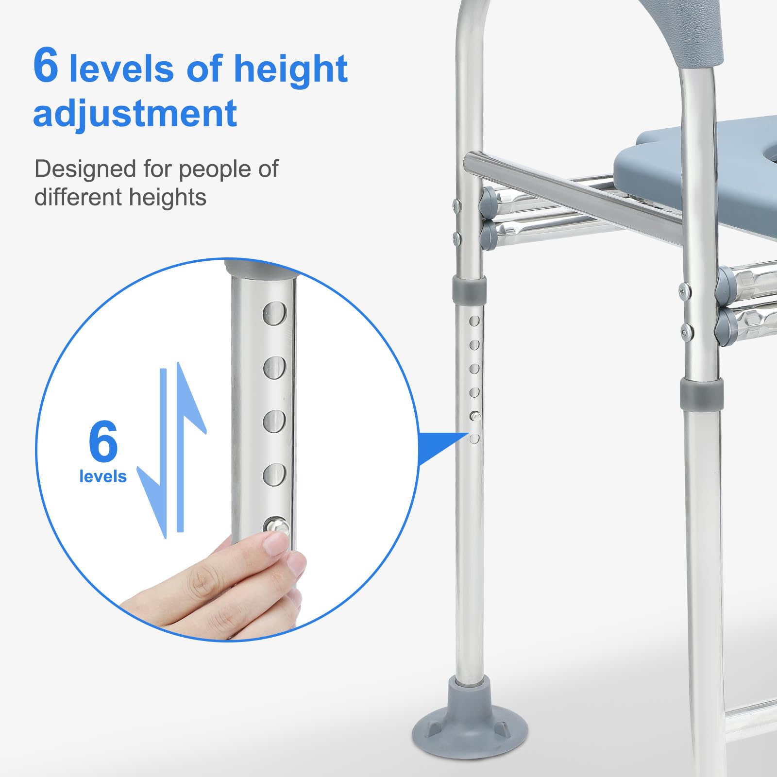 Toilet Seat Riser for Seniors,Raised Toilet Seat with Handles,Height Adjustable Elongated Toilet Seat Risers for Seniors,Commode Chair for Toilet with Arms,Heavy Duty500,Fit Any Toilet