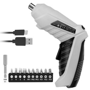 power screwdriver set, led light cordless screwdriver, rechargeable small drills cordless electric screwdriver with 12 piece accessory, usb charging, 3nm mini drill, portable screwdriver set