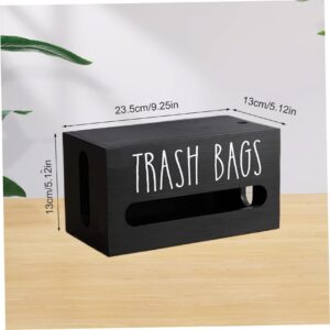 Trash Bag Holder Wooden Garbage Bag Dispenser Wall Mounted Plastic Bag Holder with Sliding Panel for Countertop Under Kitchen Sink Black 9.3*5.1*5.1inch Trash Bag Dispenser Roll Holder Plastic Bag