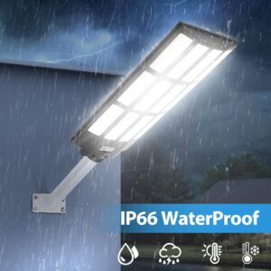 5000W Street Lights Solar Powered, 5000000LM Solar Street Lights for Outside, 2700K/4200K/6500K Dimmable Solar Street Lights Outdoor Waterproof IP66 Dusk to Dawn for Parking Lot, Pole, Garden, Yard