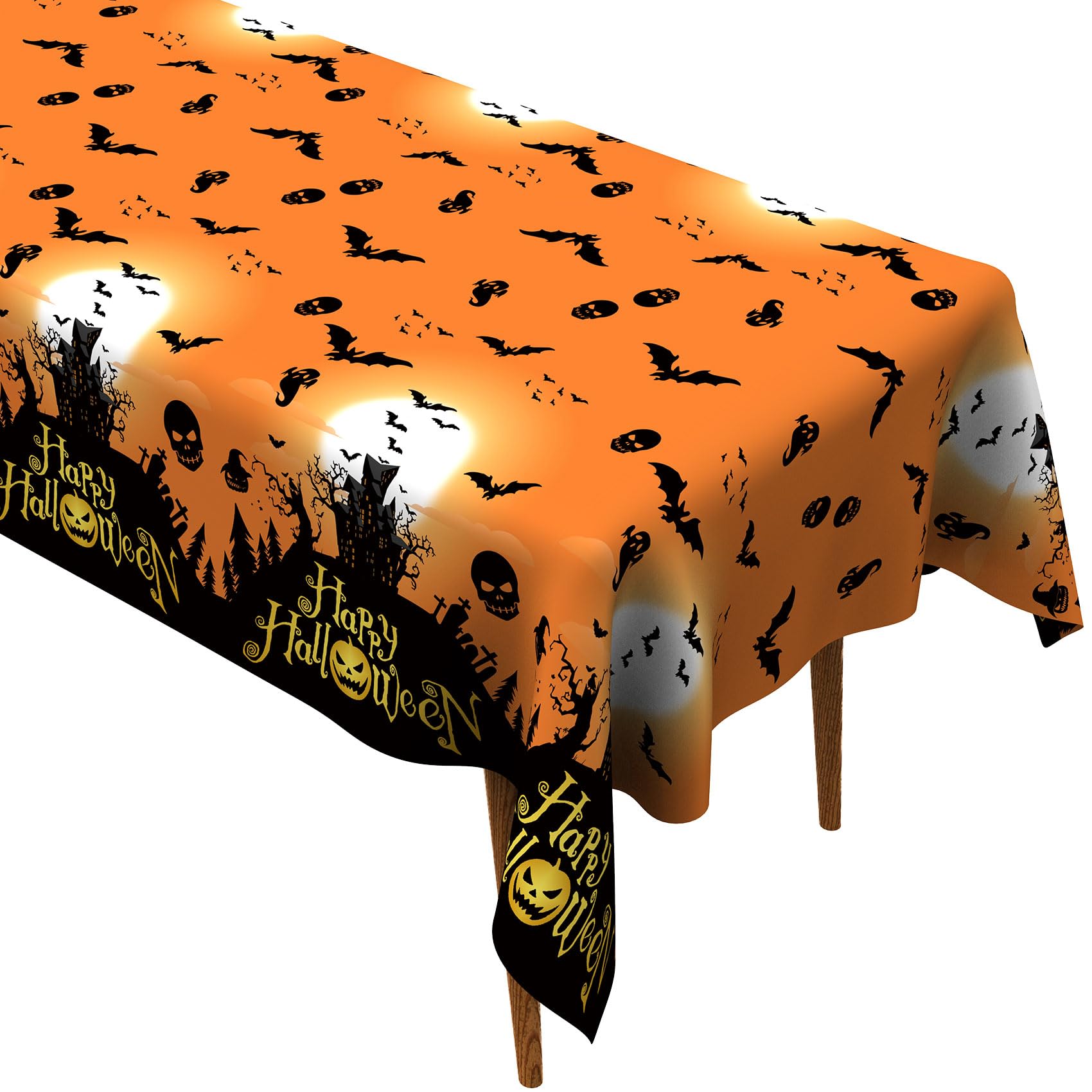 Halloween Tablecloth, Halloween Tablecloth Plastic Halloween Table Cloth Rectangle Halloween Table Cover Waterproof Disposable Tablecloth with Gost Bat for Halloween Party Table Dinner Decorations