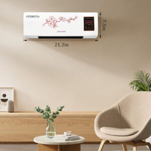 Wall Heater, Electric Space Heater for Bedroom 1400W Electric Heater, LED Display, Adjustable Thermostat, Timer, Safety Protection, Quiet Fan-less Design