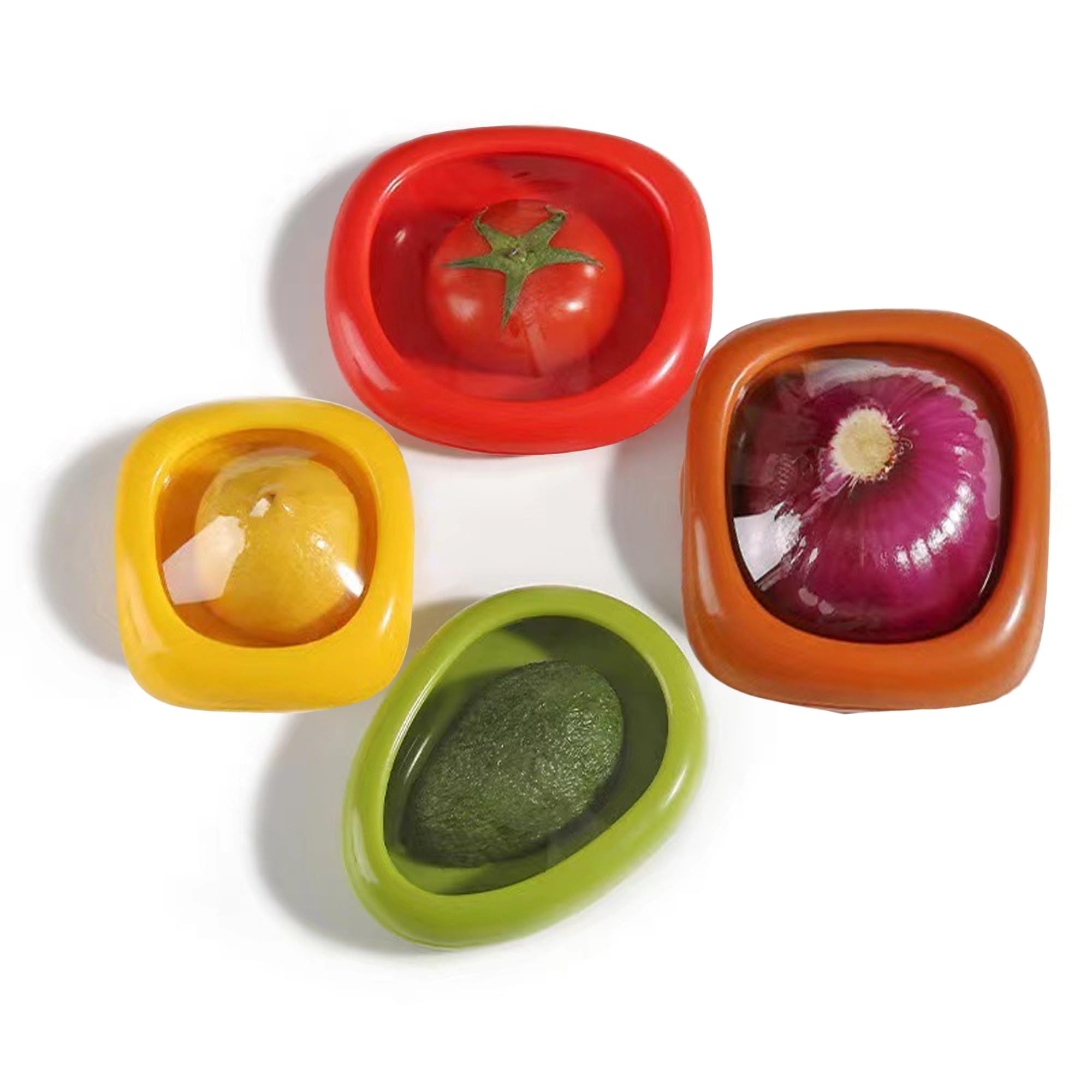 4Pcs Avocado Storage Containers,Flexible Bpa-Free Silicone & Reusable,Refrigerator Fruit And Vegetable Fresh Stretch Storage Pod, Makes Food Stays Fresh Longer,Ideal Avocado Keeper/Saver/Holder