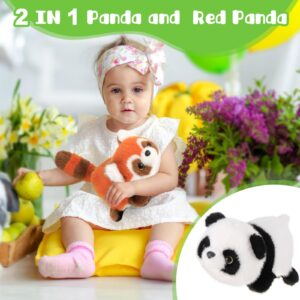 COKEYIOG Red Panda and Panda Stuffed Animal,2 in 1 Panda Plush 8.7in Cute Sensory Fidget Stuffed Animals Soft Red Panda Pillow Toy for Kids Adults Girls Boys