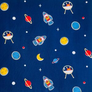 Cotton Fabric Squares 5x5 Charm Packs for Quilting 5 inch for Baby Boy Sewing Patchwork 42pcs (Galaxy Fabric)