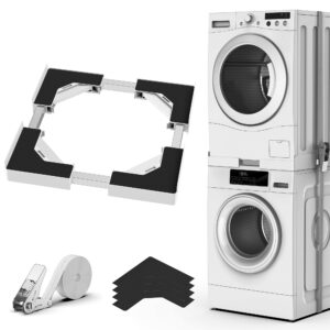 jhchu universal stacking kit for washer and dryer, adjustable frame range 17-3/4" ~ 26-3/4" (45~68cm), offering solutions for stacking different sizes of washing machine and tumble dryers