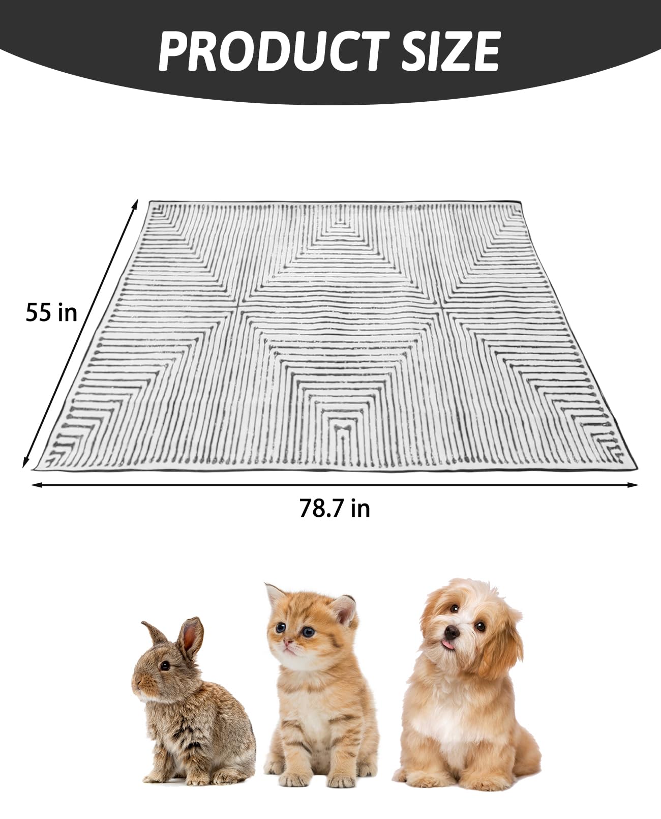 BNOSDM 79" X 55" Washable Bunny Cage Liners Large Rug for Rabbits Large Non Slip Pad for Bunnies Resuable Rabbit Liner for Chinchillas Cats Guinea Pigs Ferrets Dogs