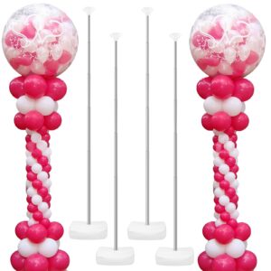 6 set balloon column stand kit, 6.6ft height adjustable balloon tower stand pillar with base for floor metal telescopic balloon stand arch for birthday, wedding, baby shower, graduation party decor