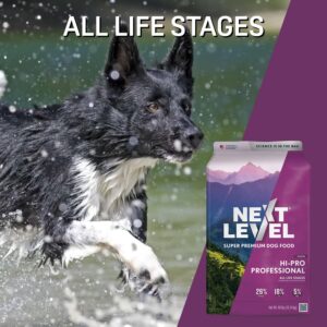 Next Level Super Premium Dog Food – HI-PRO Professional™ – Dry Kibble for Dogs at All Life Stages of All Breeds – 26% Protein with Gluten Free Grains, for High Energy, Active Dogs & Puppies