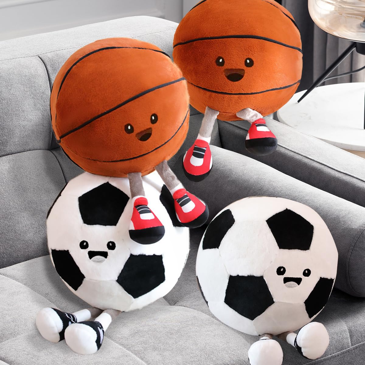 Basketball Pillow,Sports Pillow Fluffy Basketball Plush Cute Shaped Basketball Decor Pillow Sport Theme Sports Throw Pillow for Bedroom Decoration (11 Inch)