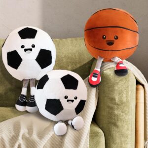 Basketball Pillow,Sports Pillow Fluffy Basketball Plush Cute Shaped Basketball Decor Pillow Sport Theme Sports Throw Pillow for Bedroom Decoration (11 Inch)