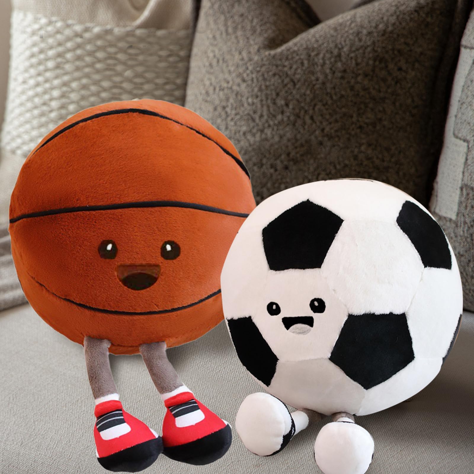 Basketball Pillow,Sports Pillow Fluffy Basketball Plush Cute Shaped Basketball Decor Pillow Sport Theme Sports Throw Pillow for Bedroom Decoration (11 Inch)