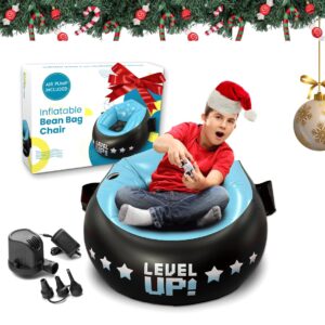 Qadory Inflatable Gaming Chair for Kids- Air Pump and Gift Included 3-in-1, Gaming Bean Bag Chair- Kids Gaming Chair- Bean Bag Chairs for Kids 8-12, Gamer Chair for Kids