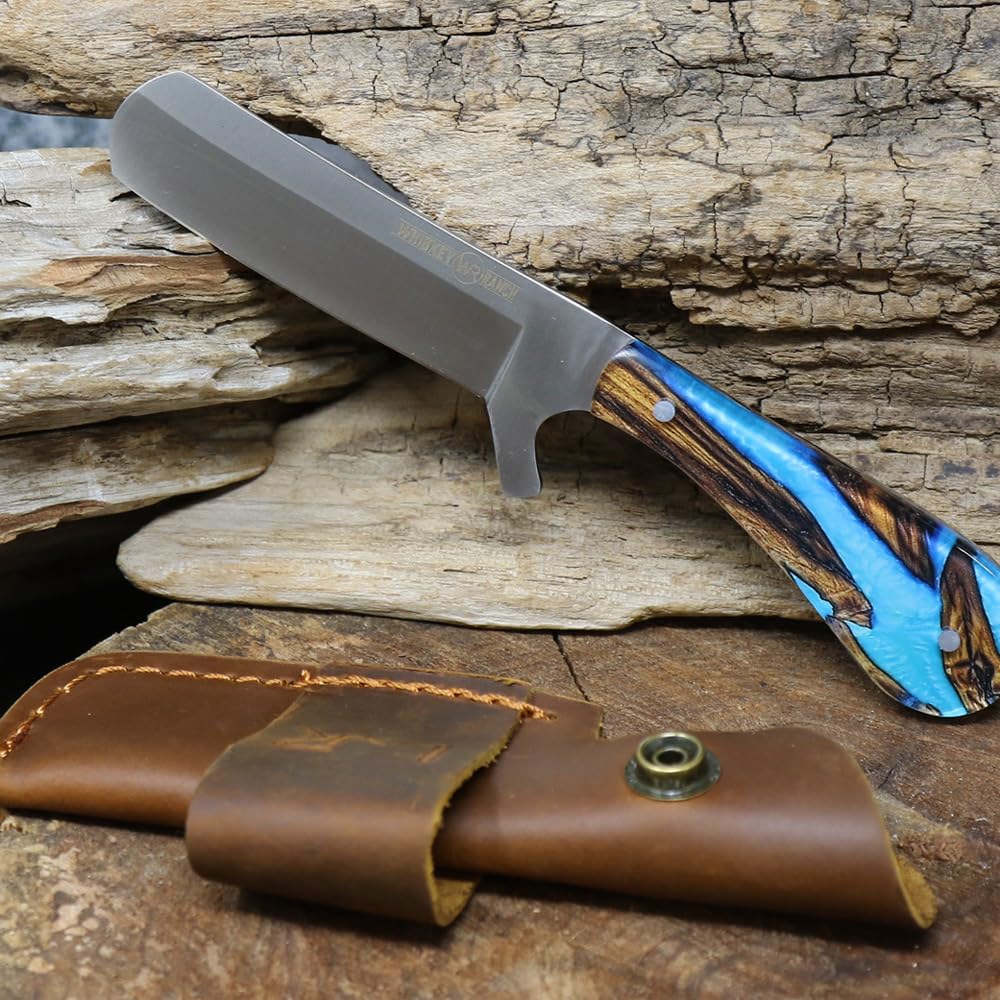 WHISKEY BENT HAT CO. Bullcutter 2 Fixed Blade Knife 440C Stainless Steel 3" Blade w/Leather Sheath (Spring Branch)