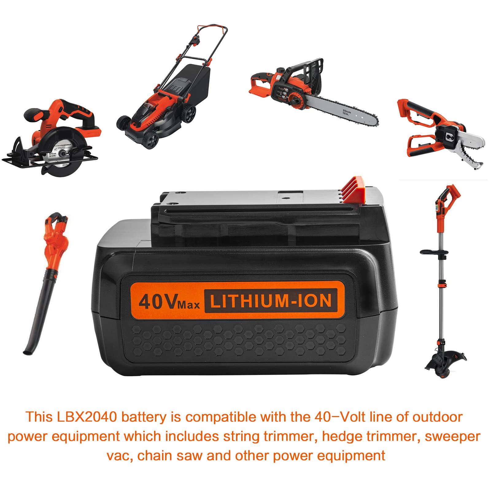 40V Lithium Battery for Black and Decker 3.0Ah Battery Replacement for LBX2040 LBXR36 LBXR2036 LST540 LCS1240 LBX1540 LST136W Compatible with Black Decker 40V Cordless String Trimmer Mower Tools