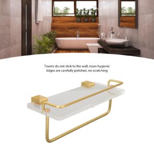 NYSUZHOUJI Bathroom Floating Shelves, Versatile Storage Rack Wall Mounted Hanging Shelves with Golden Towel Rack, for Bathroom Over Toilet Living Room Kitchen Bedroom (30Q)