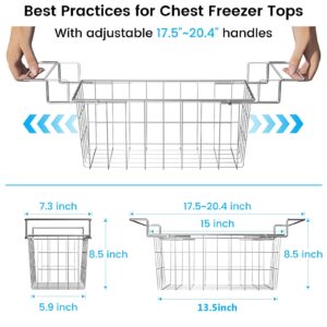 SUZLON Freezer Baskets for Chest Freezer, Adjustable Deep Freezer Organizer Bins, Expandable Freezer Organizer Bins, Stainless Steel Over the Sink Dish Drying Rack for Kitchen