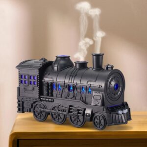 humidifiers for bedroom, cool quiet steam train looking mist air humidifier diffuser for home baby nursery & plants and auto shut-off & no remote included. (black)