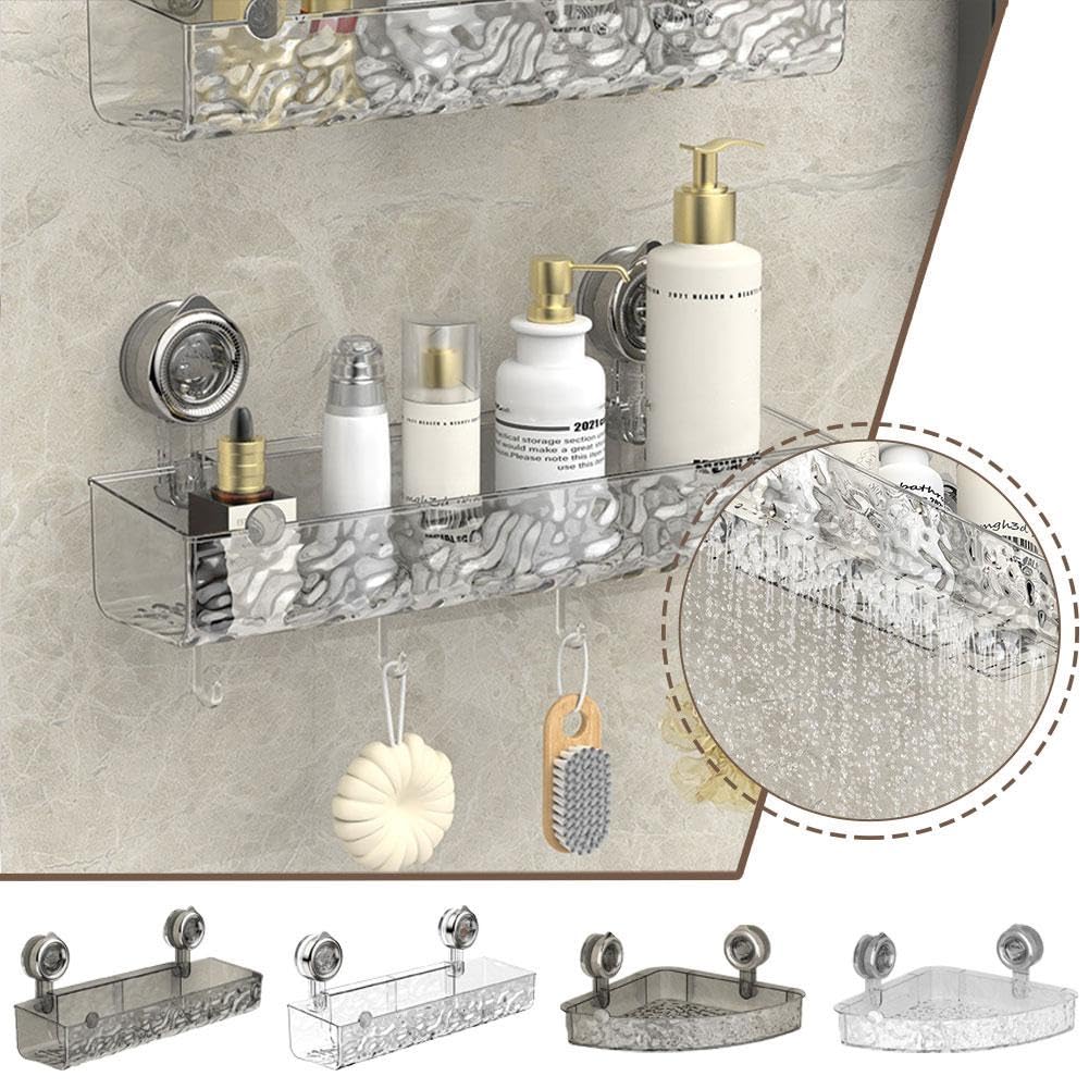 CQJJTKX Raidley No Drill Clear Wall Caddy, 2024 New Light Luxury Style Glacier Pattern Suction Cup Shelf, No Drill Clear Shower Caddy Wall Caddy, Raidley Bathroom Storage Shelf (1pc C)