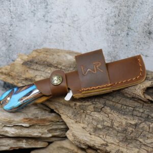 WHISKEY BENT HAT CO. Bullcutter 2 Fixed Blade Knife 440C Stainless Steel 3" Blade w/Leather Sheath (Spring Branch)