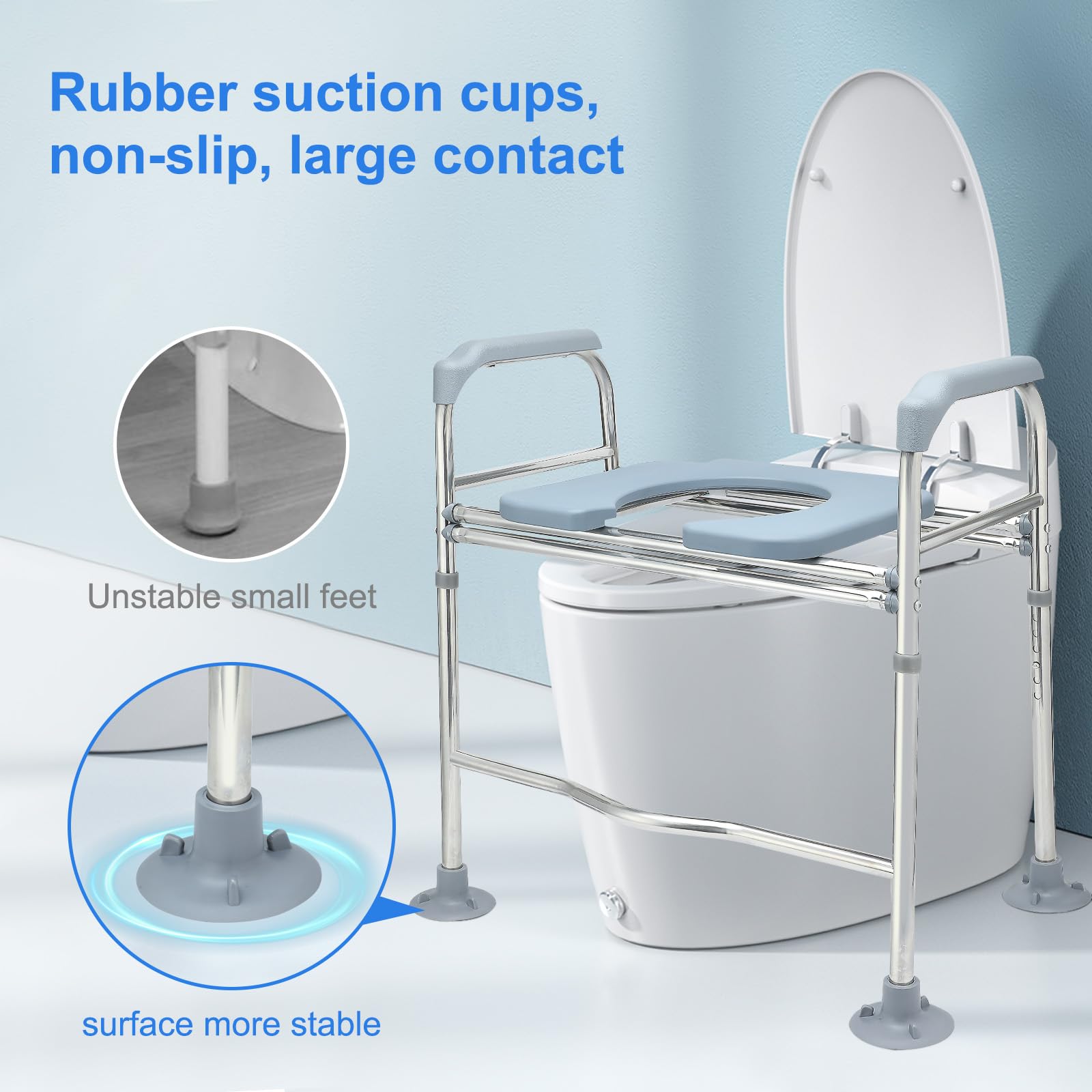 Toilet Seat Riser for Seniors,Raised Toilet Seat with Handles,Height Adjustable Elongated Toilet Seat Risers for Seniors,Commode Chair for Toilet with Arms,Heavy Duty500,Fit Any Toilet