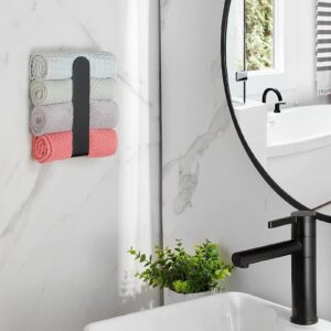 Hand Towel Holder Hand Towel,Strong Self Adhesive Hand Towel Stainless Steel Hand Towel Rack for Bathrooms Kitchen Dish Cloths Hanger Rack (Black)