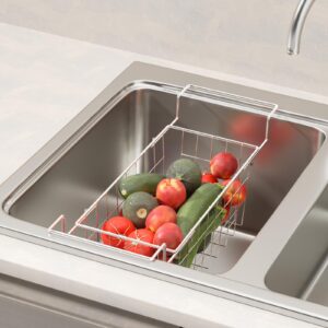 SUZLON Freezer Baskets for Chest Freezer, Adjustable Deep Freezer Organizer Bins, Expandable Freezer Organizer Bins, Stainless Steel Over the Sink Dish Drying Rack for Kitchen