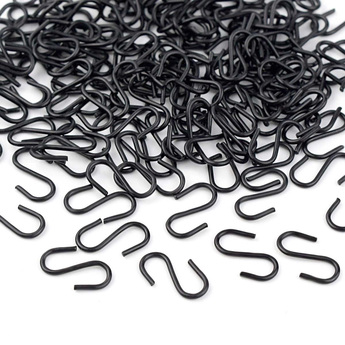 100 Pack Mini S Hooks for Hanging Small S Hook for Jewelry Metal S-hook Mini S Shaped Hanger for Christmas Ornament 1/2 Inch Wire Hangers for Crafts DIY Iron S-Shaped Connectors for Key Chain (Black)