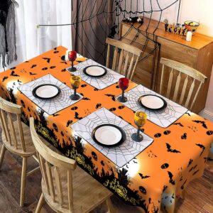 Halloween Tablecloth, Halloween Tablecloth Plastic Halloween Table Cloth Rectangle Halloween Table Cover Waterproof Disposable Tablecloth with Gost Bat for Halloween Party Table Dinner Decorations