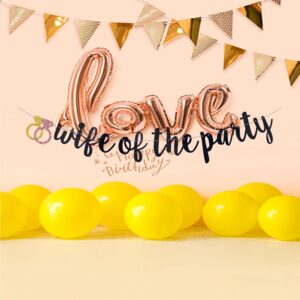 QFiesy Wifey of The Party Banner, Black Glitter Bachelorette Party Garland, Bride to Be/Wife To Be/Will You Marry Me, Bridal Shower Engagement Party Supplies (Pre-Strung)