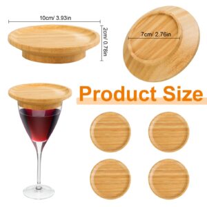 Generic 4 Pcs Wine Glass Charcuterie Topper, Wine Glass Charcuterie Board Topper, Bamboo Wine Glass Topper, Wine Glass Charcuterie Holder for Family Gatherings Party, Medium, Light Brown