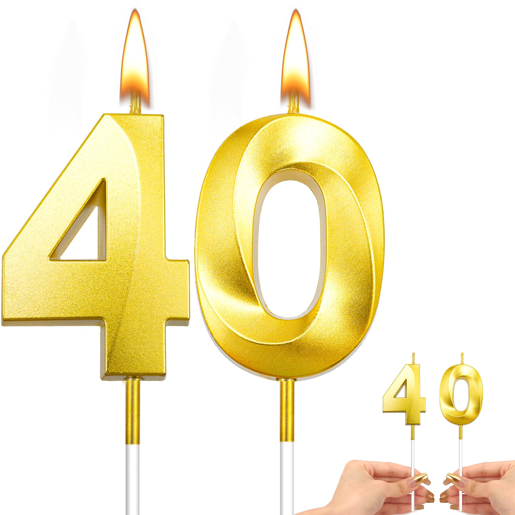 40th Birthday Candles 40th Birthday Decorations for Men 40th Birthday Cake Topper Happy 40th Birthday Decorations Gold Candles Birthday Number Candles 40 Candle 40th Birthday Decorations for Women