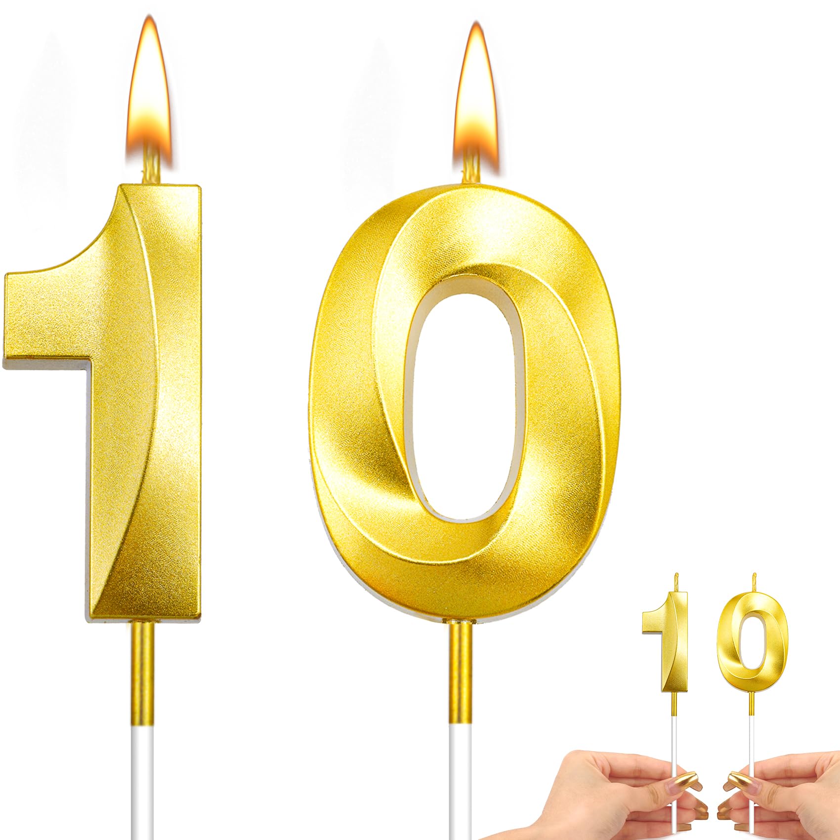 10th Birthday Candle Number 10 Candle 10 Birthday Candle Birthday Candles Numbers 10th Birthday Decorations for Boys 10th Birthday Cake Topper 3D Design Number Birthday Candles Gold Candles Birthday