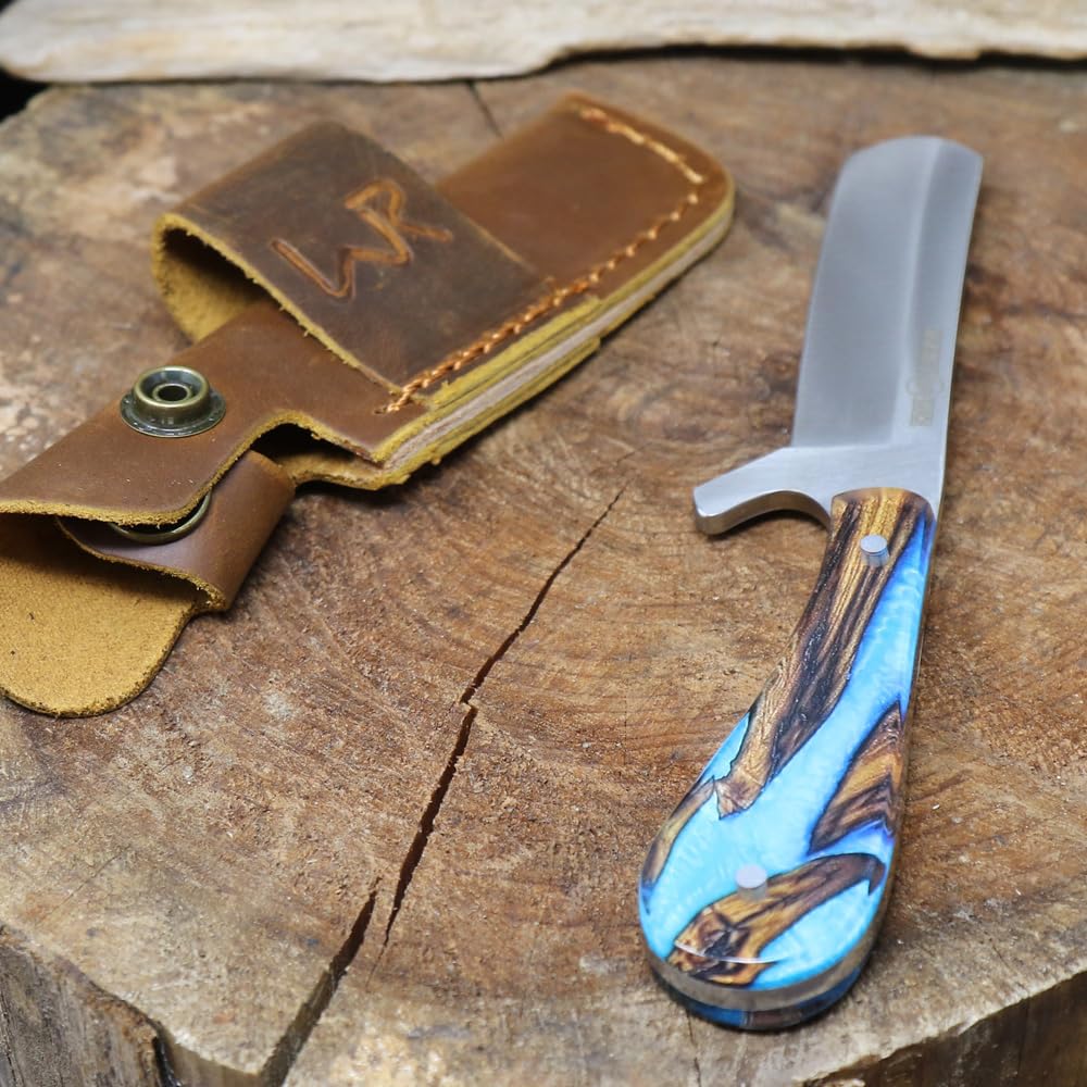 WHISKEY BENT HAT CO. Bullcutter 2 Fixed Blade Knife 440C Stainless Steel 3" Blade w/Leather Sheath (Spring Branch)