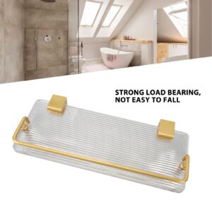 NYSUZHOUJI Bathroom Floating Shelves, Versatile Storage Rack Wall Mounted Hanging Shelves with Golden Towel Rack, for Bathroom Over Toilet Living Room Kitchen Bedroom (30Q)