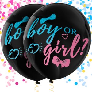 wsaeig gender reveal balloon pop - 36 inch baby gender reveal balloons with confetti,2 pcs boy or girl balloon gender reveal black large,big balloon gender reveal ideas