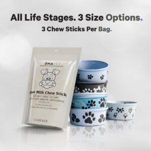 DNA PET Goat Milk Chew Sticks for Dogs Supplement - High Protein, Beef Collagen, Cheese & Probiotics - Medium Dogs 20 to 55 Lbs - Non-GMO, Gluten-Free, Grain-Free, Air-Dried & Handcrafted - 3-Count