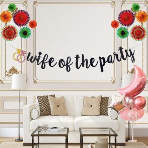 QFiesy Wifey of The Party Banner, Black Glitter Bachelorette Party Garland, Bride to Be/Wife To Be/Will You Marry Me, Bridal Shower Engagement Party Supplies (Pre-Strung)