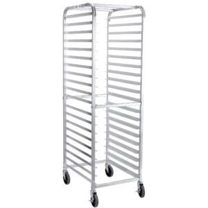 profeeshaw bun pan bakery rack 20 tier with wheels, aluminum racking trolley storage for half or full sheets