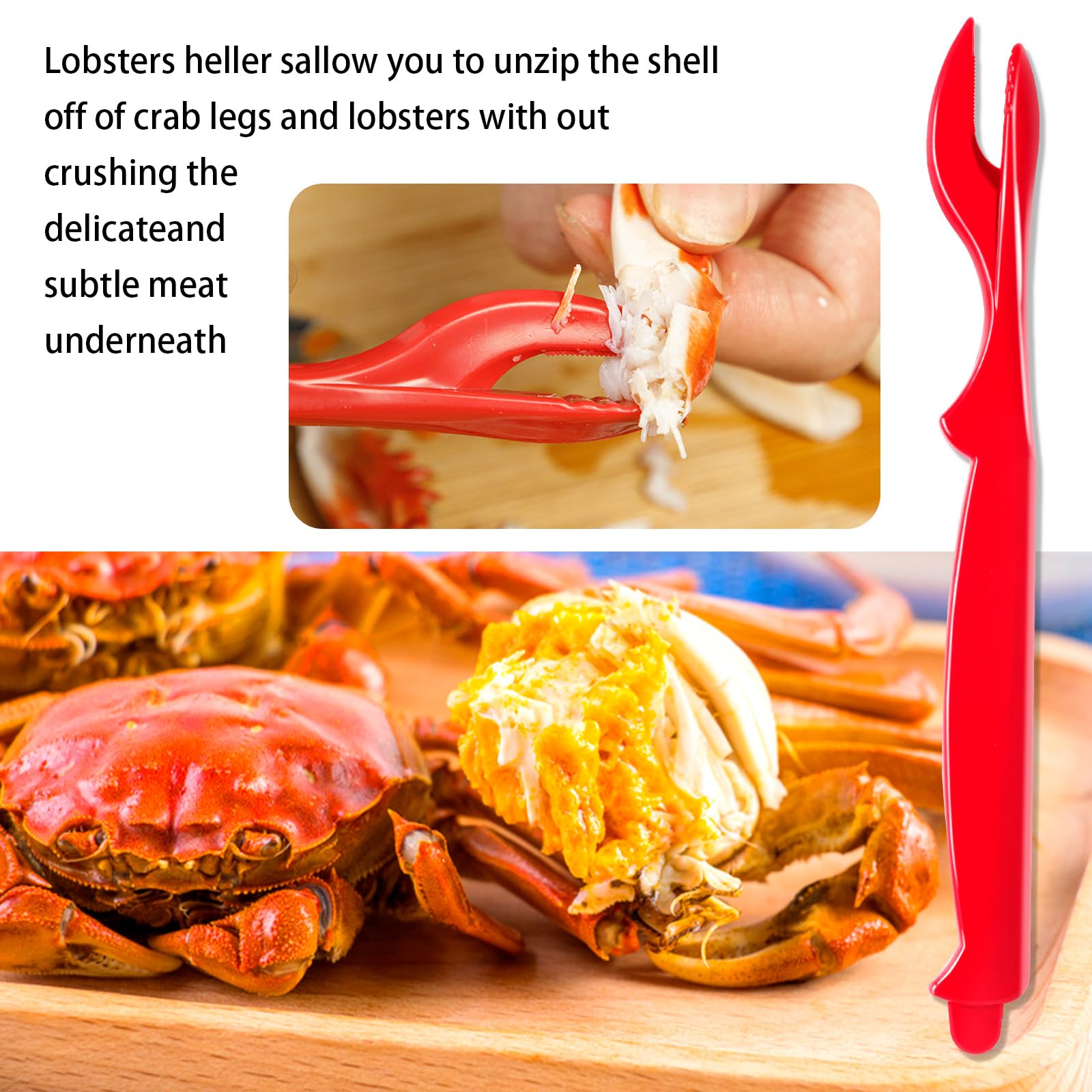 20Pcs Crab Legs Crackers, Crackers Picks Tools Crab Crackers and Tools for Lobster Crab Crayfish, Easy Opener Shellfish Picks Knife, Seafood Tools, Red