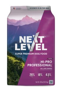 next level super premium dog food – hi-pro professional™ – dry kibble for dogs at all life stages of all breeds – 26% protein with gluten free grains, for high energy, active dogs & puppies