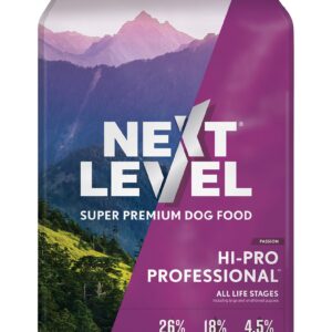 Next Level Super Premium Dog Food – HI-PRO Professional™ – Dry Kibble for Dogs at All Life Stages of All Breeds – 26% Protein with Gluten Free Grains, for High Energy, Active Dogs & Puppies