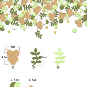 Letjolt Green Confetti Baby Shower Paper Short-Sleeve Bodysuits Scatter Golden Leaves Table Decoration Gender Reveal Birthday Confetti 150 pcs