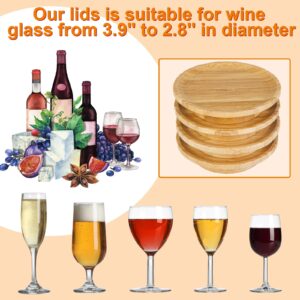 Generic 4 Pcs Wine Glass Charcuterie Topper, Wine Glass Charcuterie Board Topper, Bamboo Wine Glass Topper, Wine Glass Charcuterie Holder for Family Gatherings Party, Medium, Light Brown