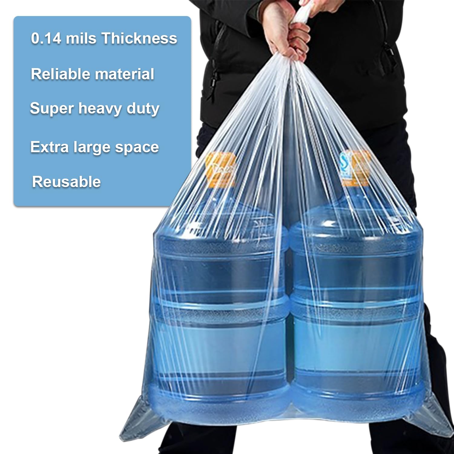 5 Pack Extra Large Clear Plastic Bags, 40" x 60" Big Giant Jumbo Huge Plastic Storage Bags for Luggage, Perfect for Car Seat, Luggage, Suitcase, Stroller, Chair, Kids Bike and Attic Storage