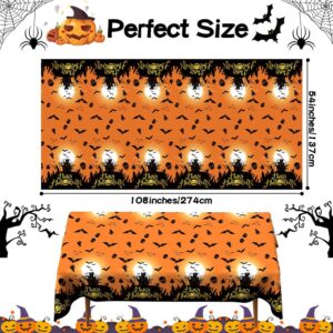 Halloween Tablecloth, Halloween Tablecloth Plastic Halloween Table Cloth Rectangle Halloween Table Cover Waterproof Disposable Tablecloth with Gost Bat for Halloween Party Table Dinner Decorations