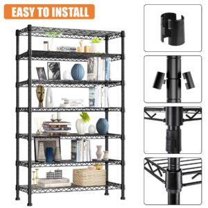 BVBOX Storage Shelves 7 Tier Wire Shelving Unit 2800LBS Metal Shelves , Heavy Duty Garage Storage , Adjustable Metal Shelving for Pantry Shelves Kitchen Garage Steel Shelving, 44.09"L*16.92"W*78.74"H