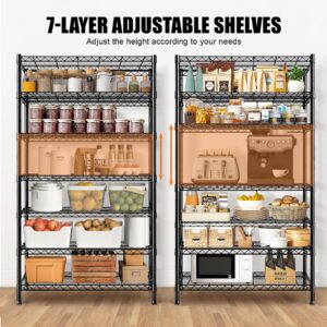 BVBOX Storage Shelves 7 Tier Wire Shelving Unit 2800LBS Metal Shelves , Heavy Duty Garage Storage , Adjustable Metal Shelving for Pantry Shelves Kitchen Garage Steel Shelving, 44.09"L*16.92"W*78.74"H