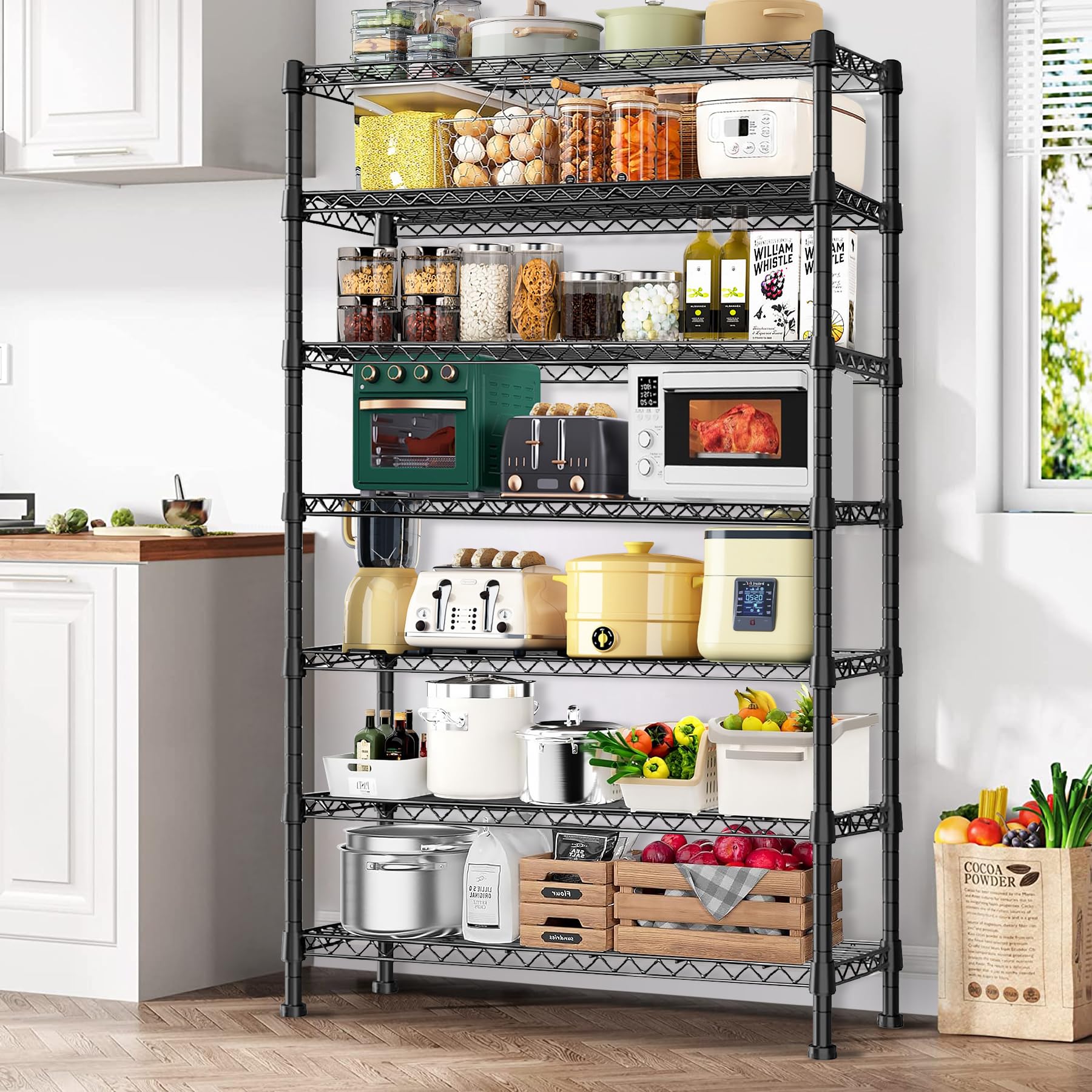 BVBOX Storage Shelves 7 Tier Wire Shelving Unit 2800LBS Metal Shelves , Heavy Duty Garage Storage , Adjustable Metal Shelving for Pantry Shelves Kitchen Garage Steel Shelving, 44.09"L*16.92"W*78.74"H